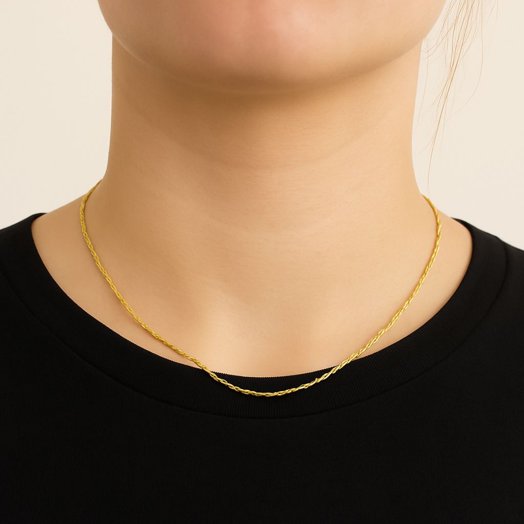 Corrente Ondas Delicadas Folheada a Ouro