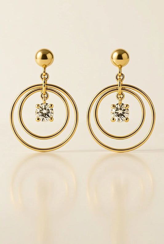 Brinco Argolas com Diamante de Zircônia