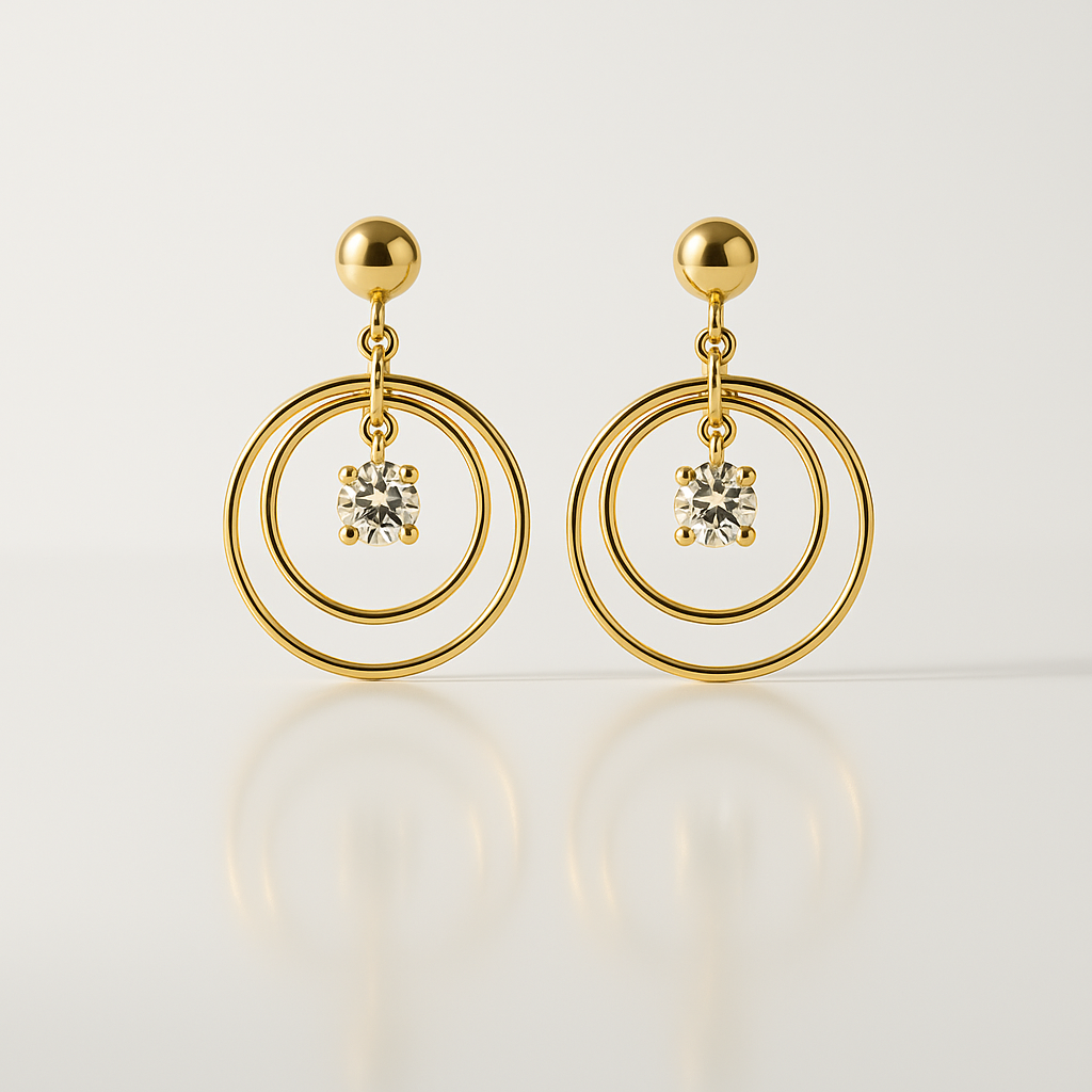 Brinco Argola com Diamante Folheado a Ouro