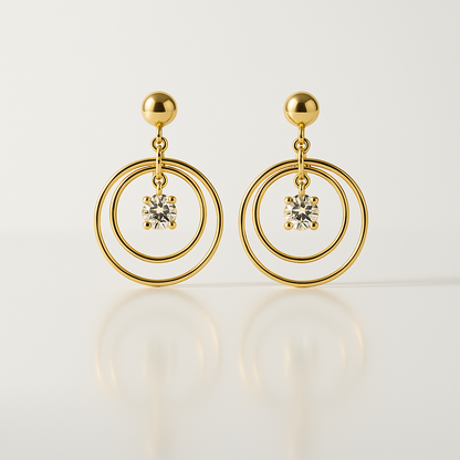 Brinco Argola com Diamante Folheado a Ouro