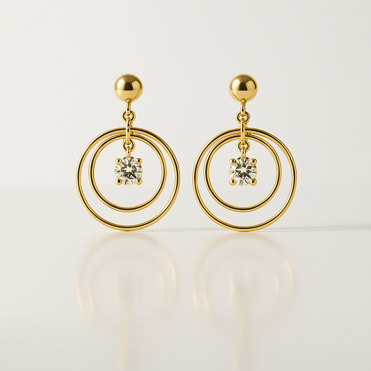 Brinco Argola com Diamante Folheado a Ouro