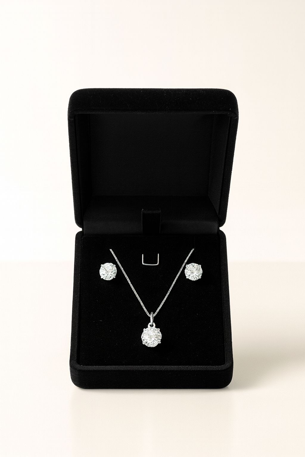 Conjunto Colar e Brincos com Cristal em Prata