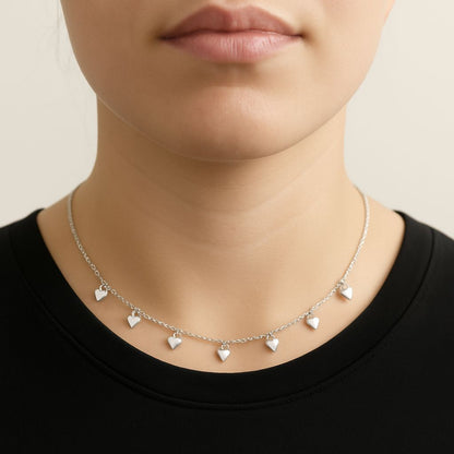 Colar Choker Corações Prata 925
