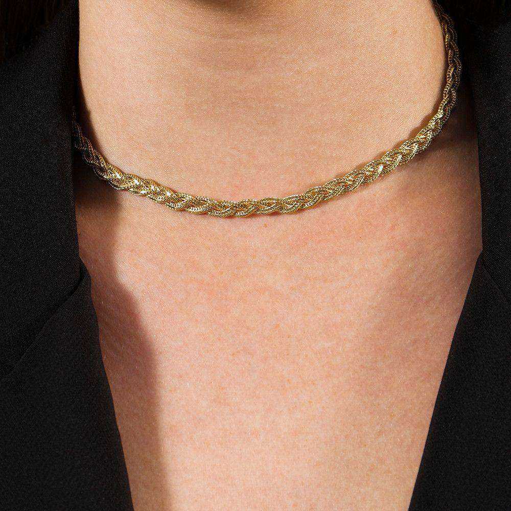 Colar Dourado Chocker Trançada - Galeria