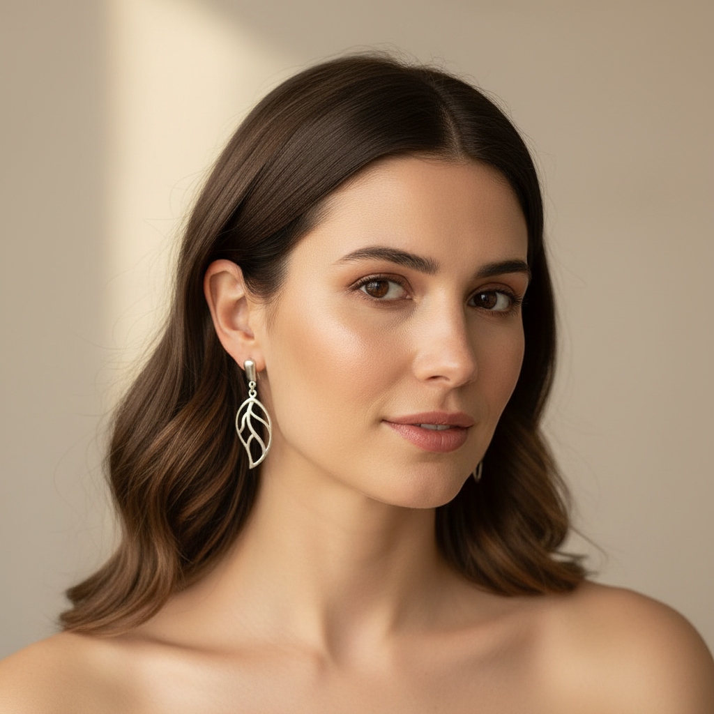 Brinco de Prata 925 Premium Folhas