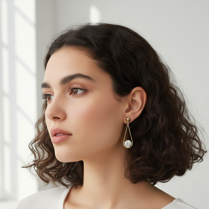 Brinco Folheado a Ouro com Zircônia