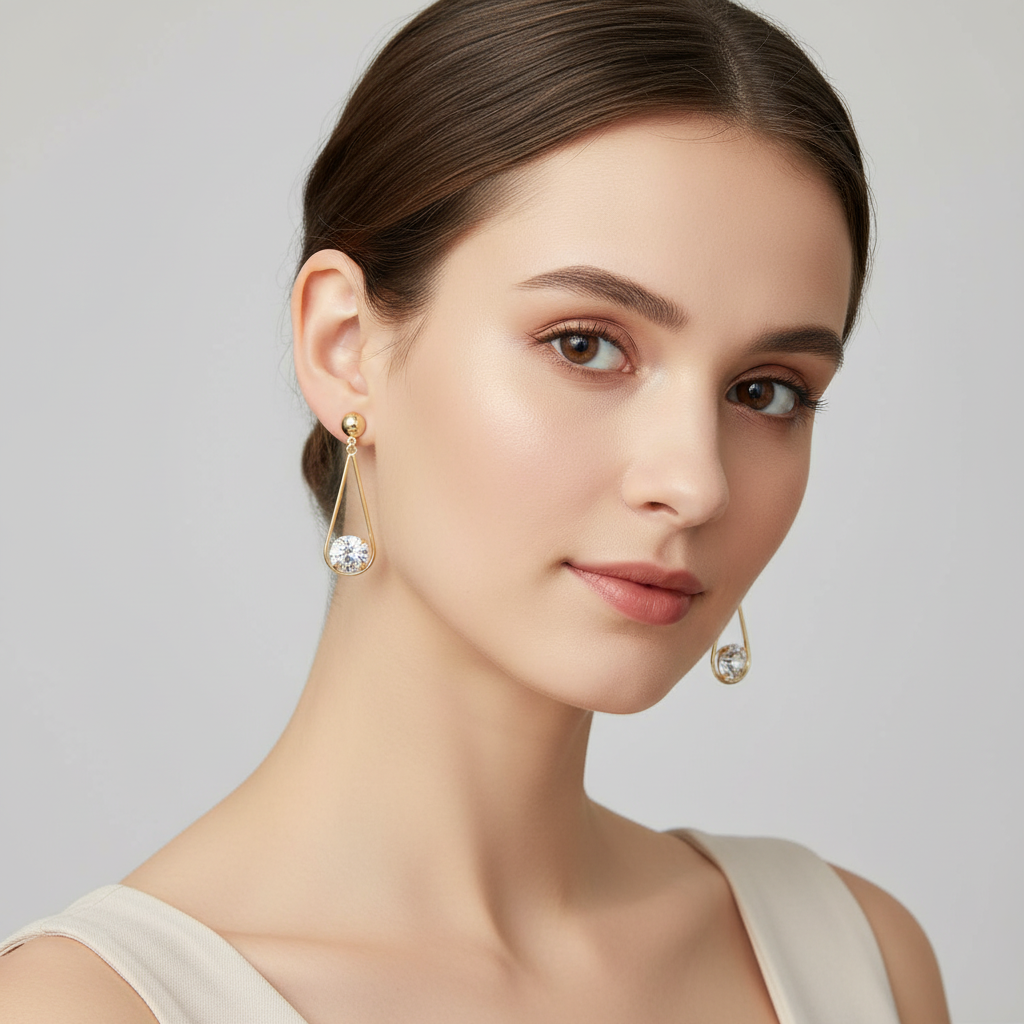 Brinco Folheado a Ouro com Zircônia